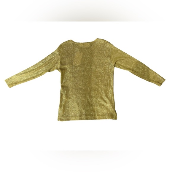 Gold Metallic Knit Sweater Lightweight Vintage 80s - Picture 2 of 4